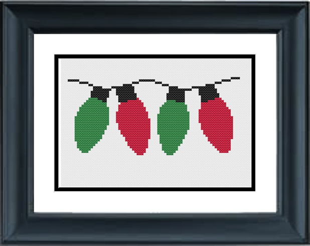 Christmas lights cross stitch pattern PDF instant download